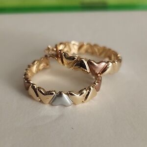 Tri Color Gold Filled Hoop Earrings Hearts Design New